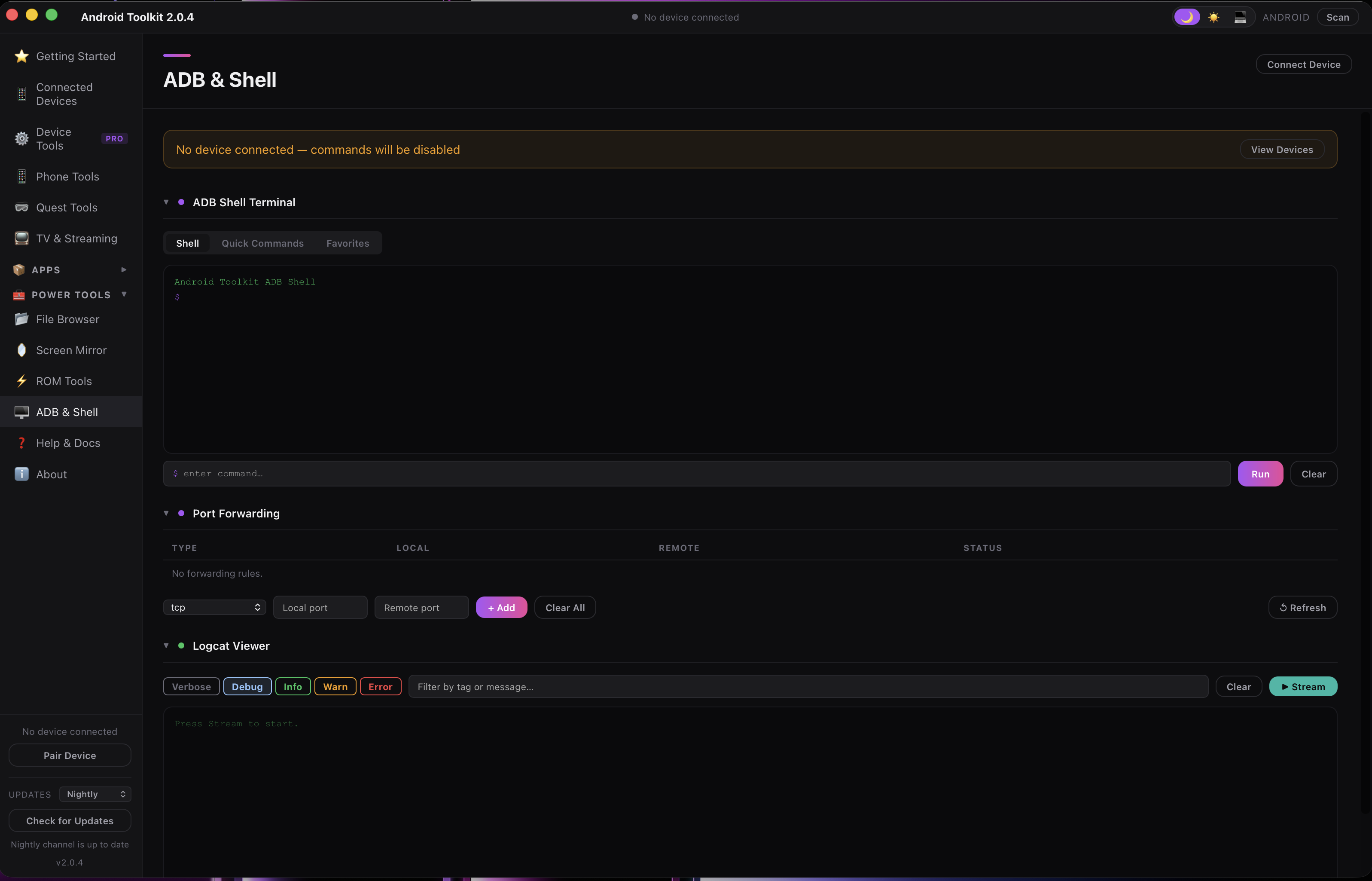Run Shell Android Android Toolkit by Team Nocturnal | ADB, Fastboot, TV, Quest, and ...